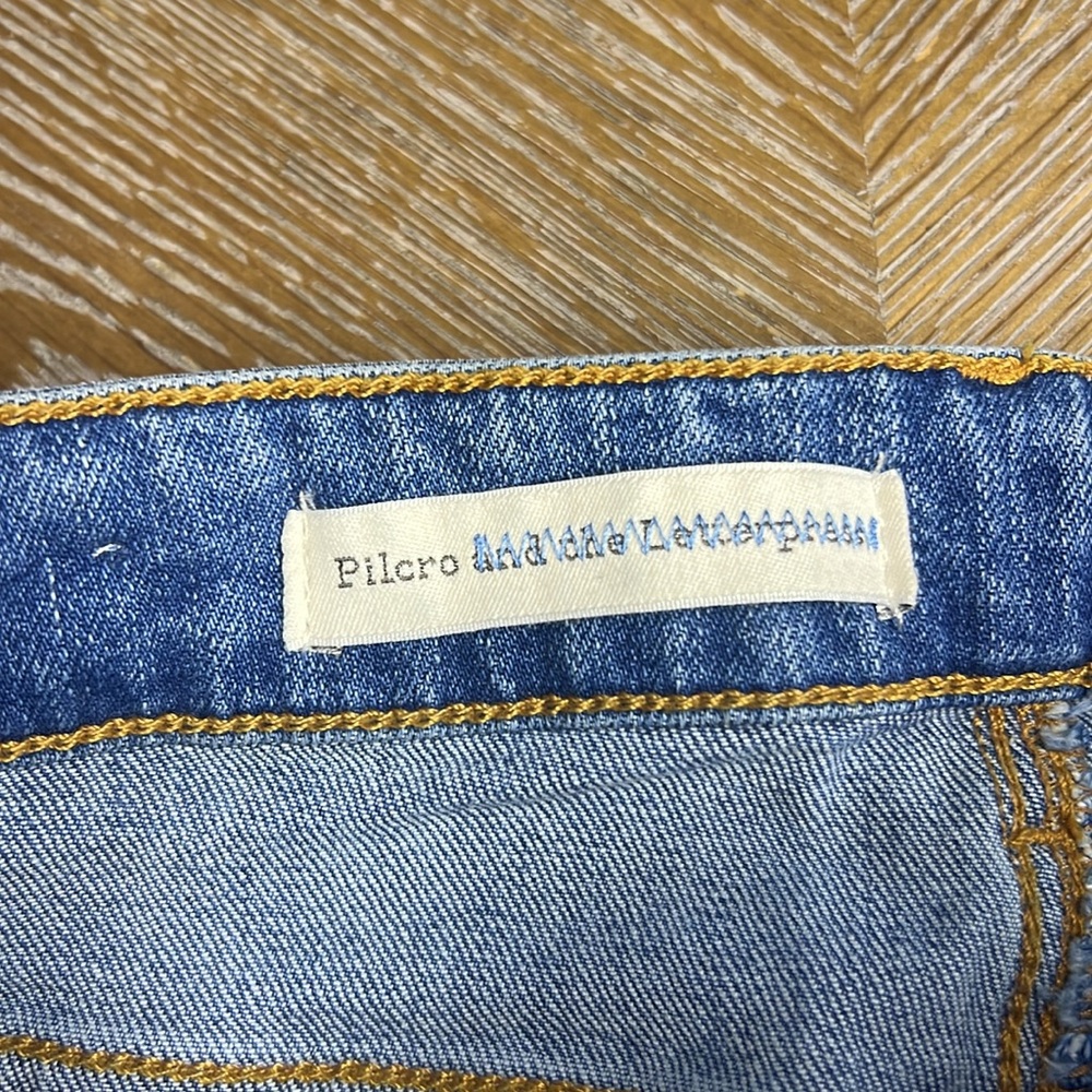 ANTHROPOLOGIE Pilcro & The Letterpress Silver Glitter Side Stripe Jeans - Picture 6 of 9